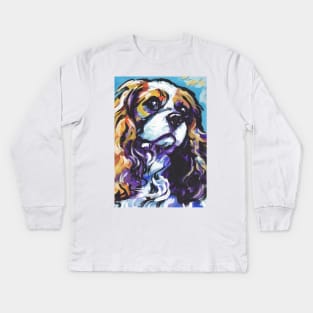 cavalier king charles spaniel Dog Bright colorful pop dog art Kids Long Sleeve T-Shirt